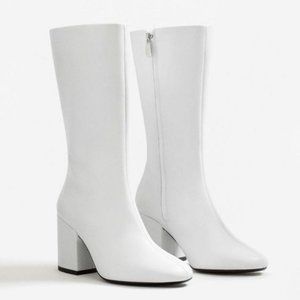 ISO Mango White leather boots with zipper size 8 or 8.5 DO NOT BUY
